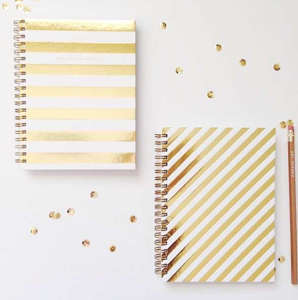 New Shop Additions Gold Foil Notebooks b is for bonnie design