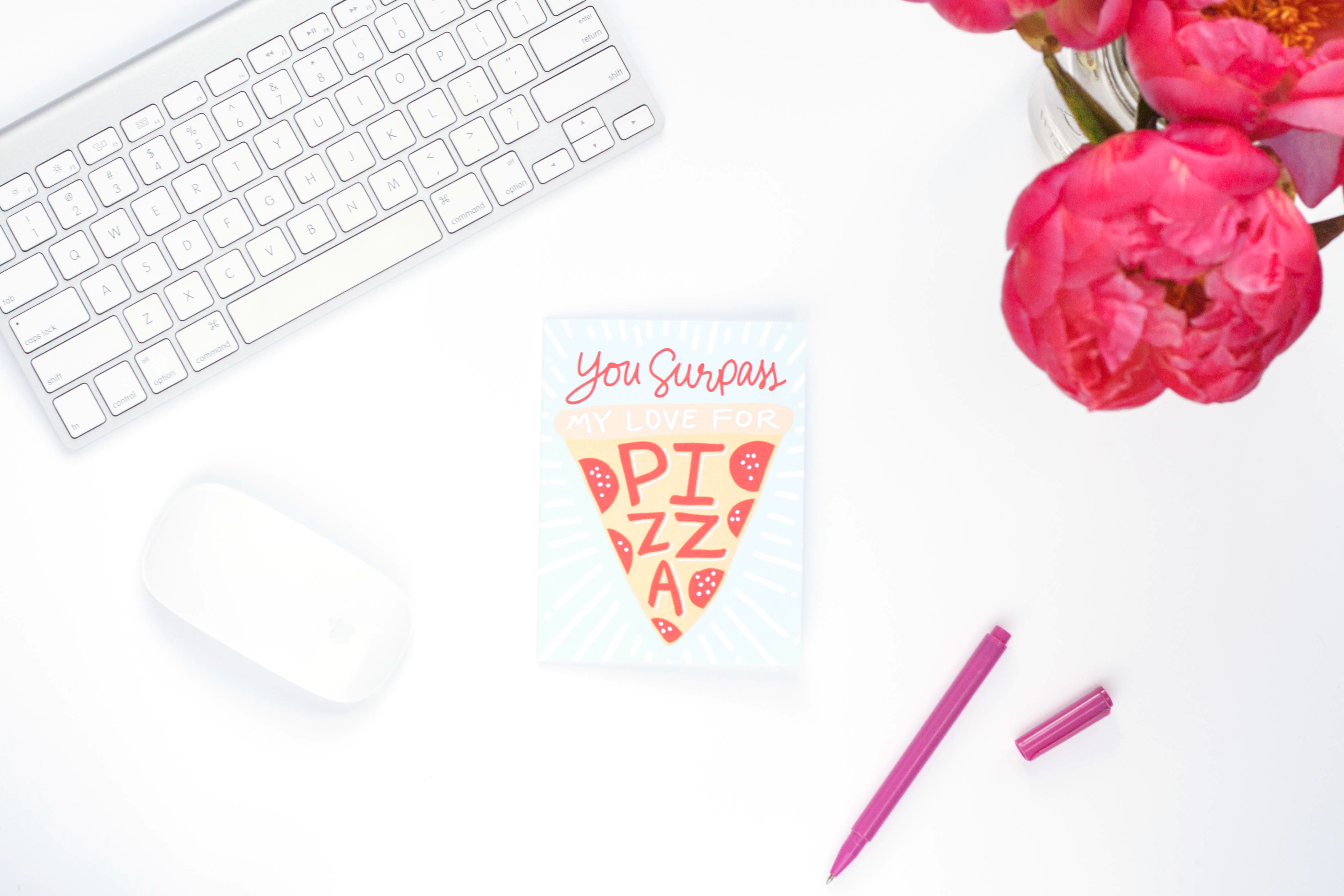 "You Surpass My Love for Pizza" | b is for bonnie loves Little Arrow Studio | cheeky hand lettered greeting cards as seen on b is for bonnie design