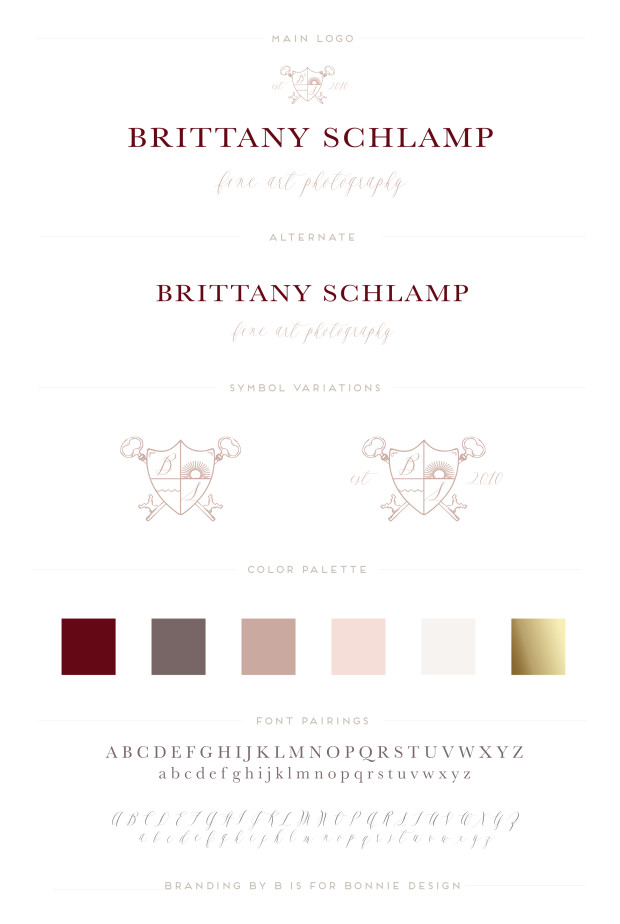 classic, romantic and feminine logo design for Brittany Schlamp Photography by b is for bonnie design