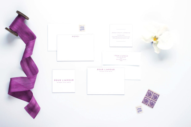 minimalistic chic brand + print collateral for Pour L'Amour Creative by b is for bonnie design