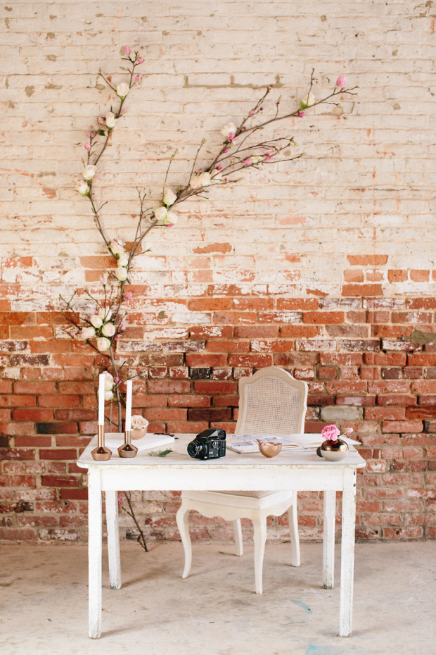 romantic, organic floral wall installation by Cote Designs for the Illume Retreat styled shoot | Lauren Carnes Photography