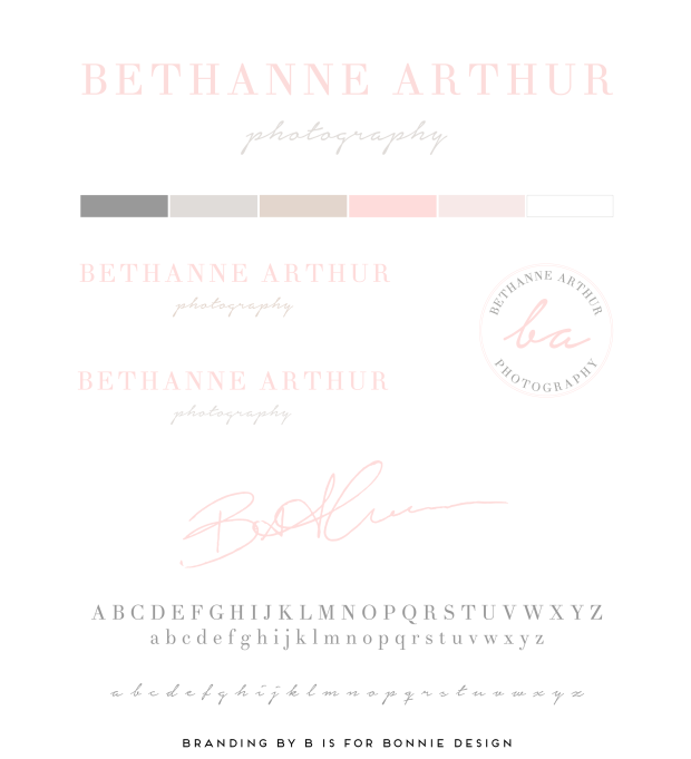 feminine, organic branding for Bethanne Arthur Photography by b is for bonnie design | #blush romantic logo design