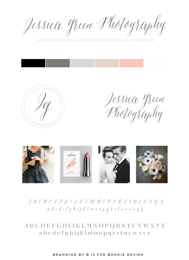 romantic, feminine re-brand for Jessica Green Photography | branding by b is for bonnie design