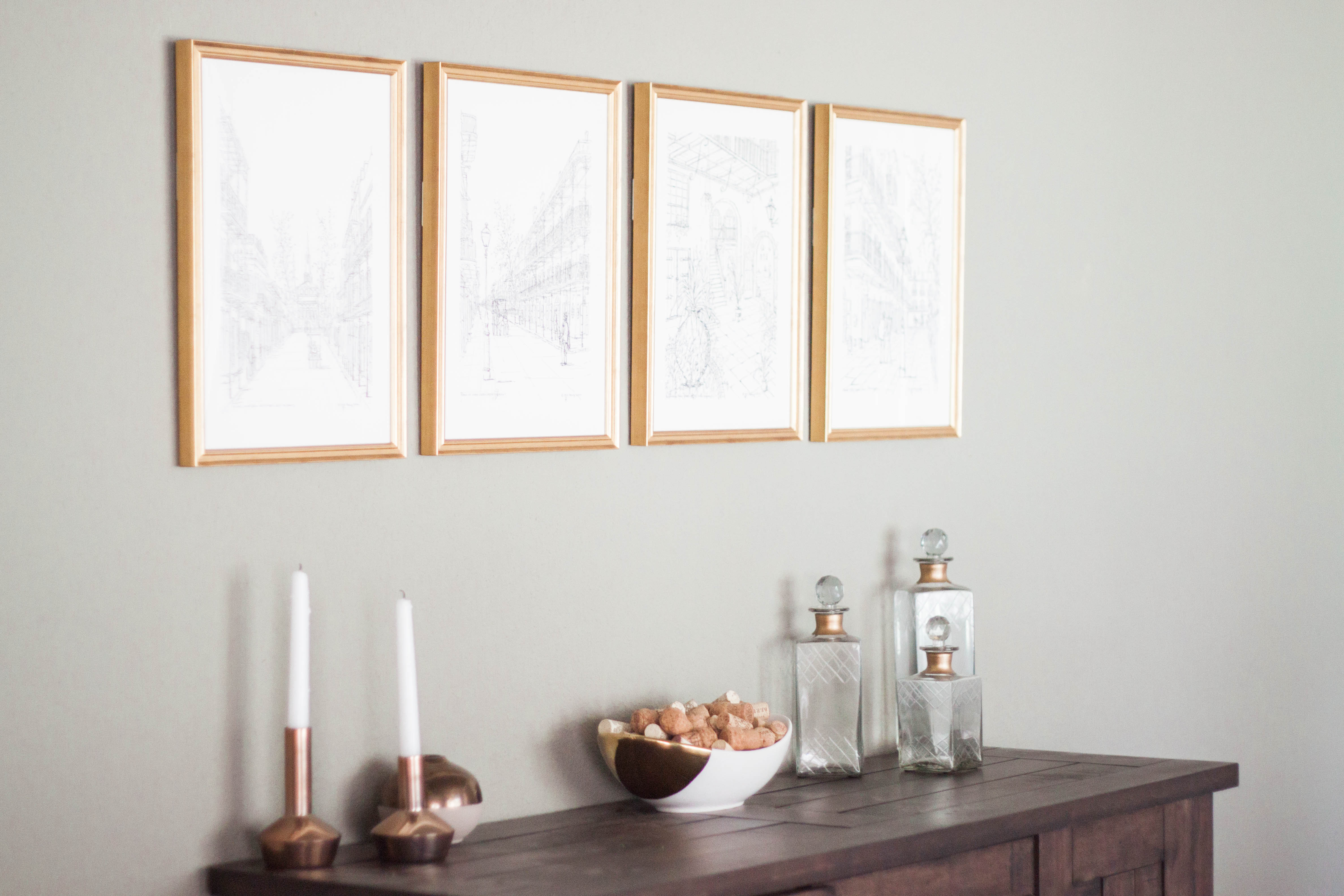 custom framing made easy with Framebridge! Loving these antique gold frames paired with these classic black and white prints | b is for bonnie design 