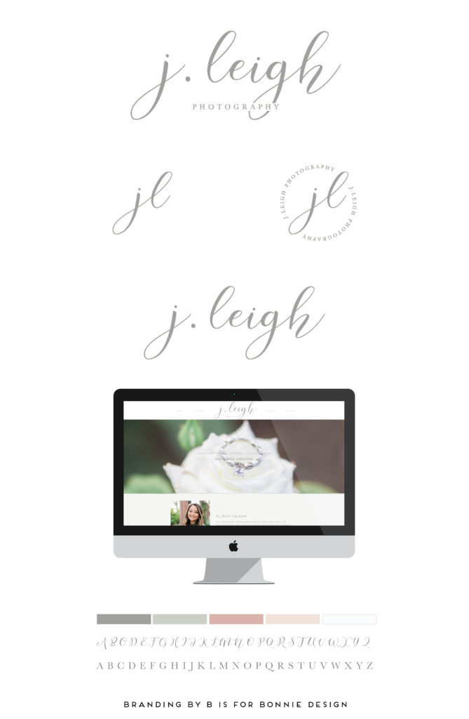 Neutral, modern and feminine logo and website design for J. Leigh Photography | b is for bonnie design | neutral branding, calligraphy logo design, Showit 5 website design