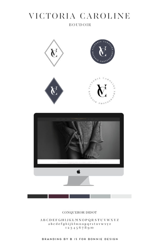 Dark, moody and romantic re-brand for Victoria Caroline Boudoir via b is for bonnie design | logo design, custom Showit 5 website design, and stationery design