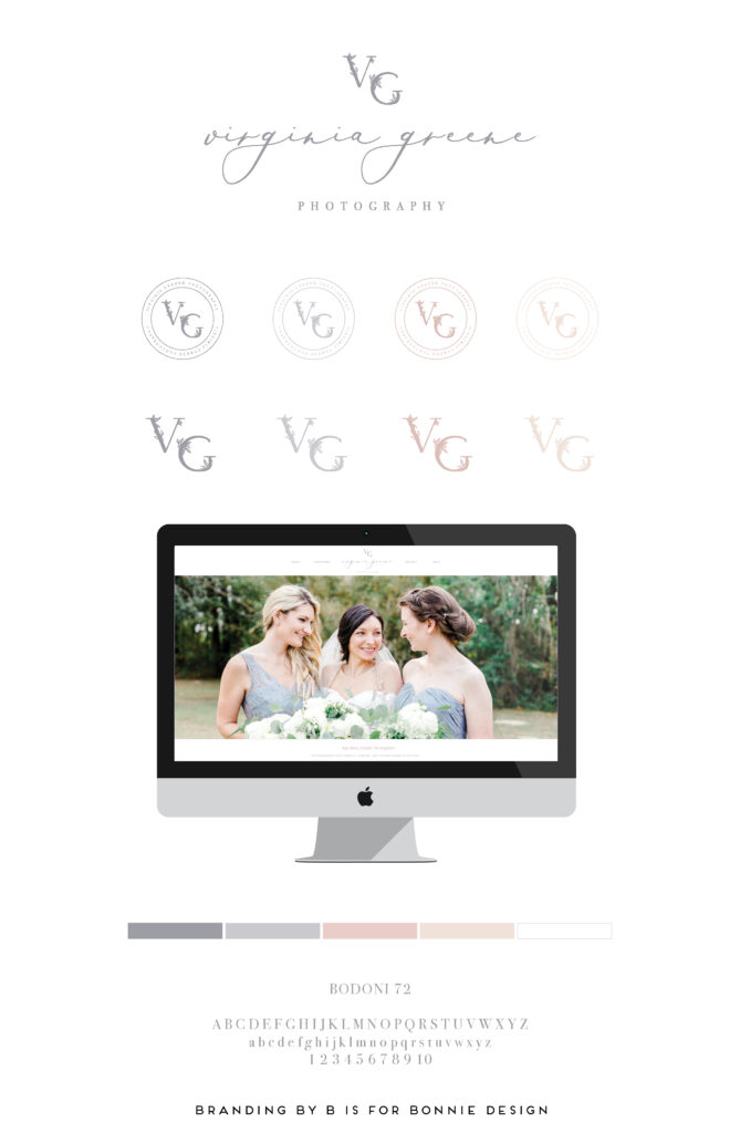 Floral-inspired feminine, romantic re-brand for Virginia Greene Photography | b is for bonnie design