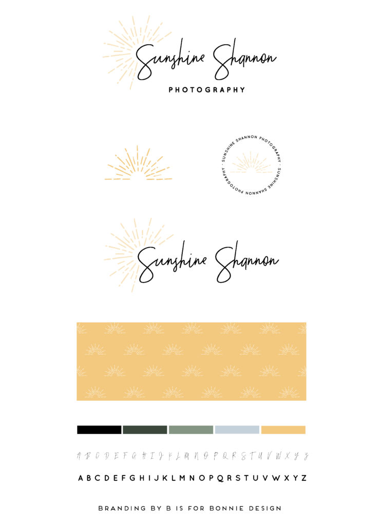 Bright, cheery logo design and branding for Sunshine Shannon Photography via b is for bonnie design