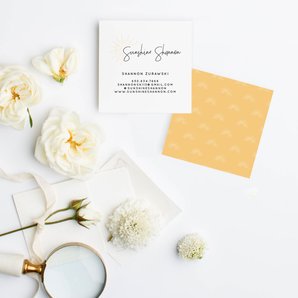 Bright, cheery business card design, logo design and branding for Sunshine Shannon Photography via b is for bonnie design