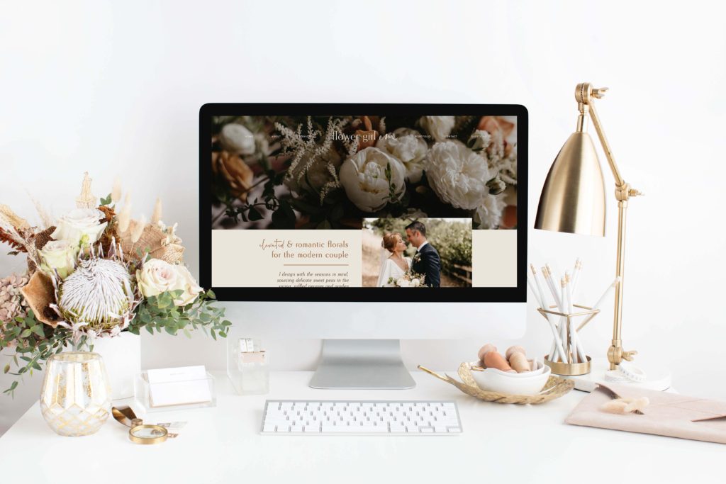 Modern and organic brand and Showit 5 website design for Flower Girl Em, San Francisco Bay Area floral designer specializing in weddings and events. By b is for bonnie design. 