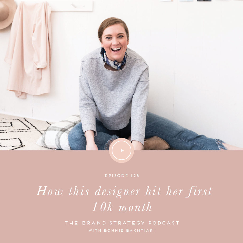 Today on the podcast we are joined by brand strategist and web designer Katie Harms of Queeniekathleeni Designs who is sharing all the juicy details on how she hit her first $10K month as a designer, the fears she faces, the mindset change she endured, and how creating a strong brand strategy process + client experience is the game changer in your own business. | b is for bonnie design #brandstrategypodcast #brandstrategy #clientexperience #personalgrowth #creativeentrepreneur