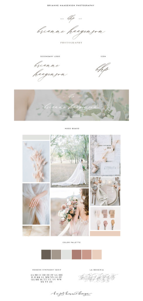 The brand and mood board for Brianne Haagenson Photography's rebranding project.